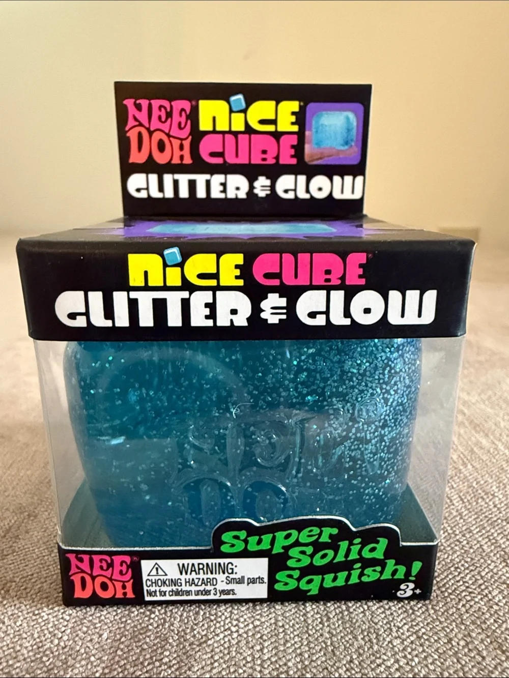 Needoh Nice Cube Glitter & Glow Super Solid Squish! - Pink, Purple, Blue